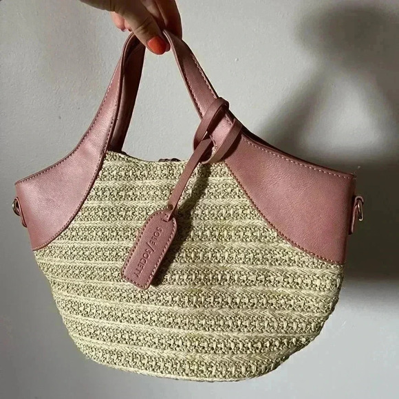 NWOT Nordstrom sole/society Blush/Wicker Basket Bag Nordstrom - Picture 4 of 4